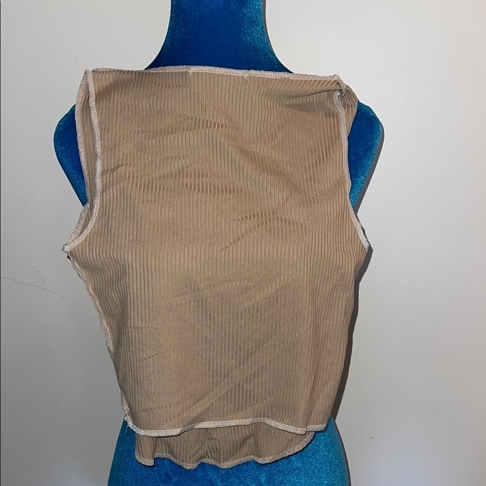 Gaze Tan Ribbed Tank Top - Picture 3 of 3